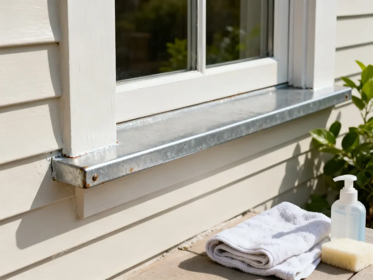 Odnowiony metalowy parapet po renowacji