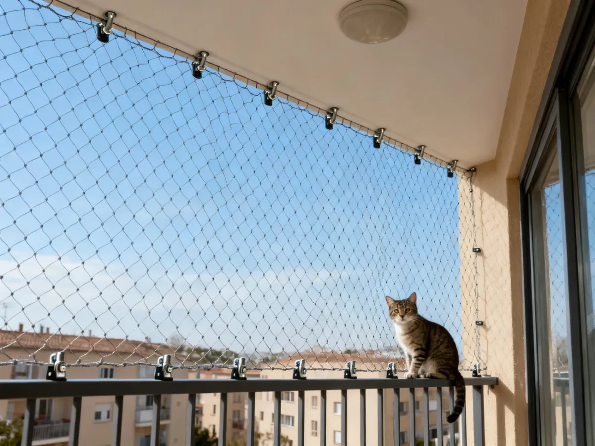 Siatka zabezpieczająca balkon przed ucieczką kota