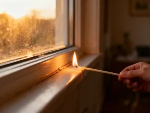 Porównanie tekstury naturalnego drewna dębowego oraz gładkiego białego PVC w nowoczesnej ramie okiennej.