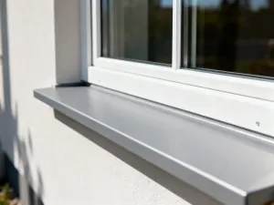 Zbliżenie na precyzyjny mechanizm ukrytego zawiasu w nowoczesnym oknie PCV, podkreślające estetykę i minimalistyczny design.