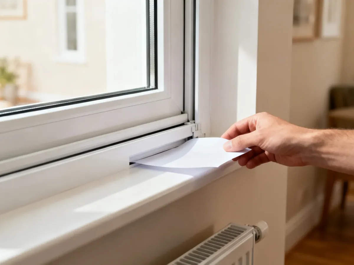 Test kartki papieru sprawdzający szczelność zamkniętego okna